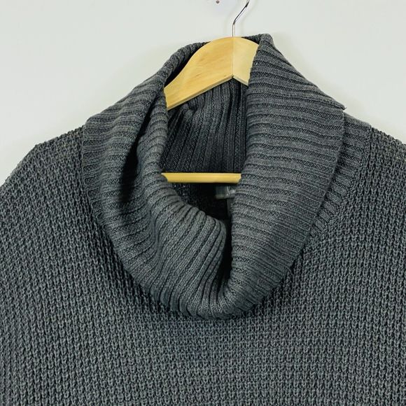 Neiman Marcus Brown Grey Chunky Knit Oversize Shawl Drape Sweater Womens Medium - Picture 2 of 6